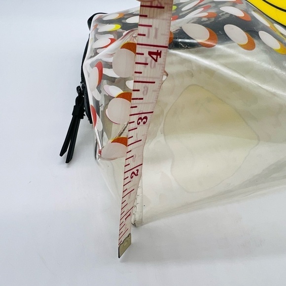 PINK  CLEAR COSMETIC BEACH BAG WITH A HAPPY FACE AND POLKADOTS MADE PVC PLASTIC - Picture 9 of 14